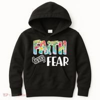 Faith Over Fear Flower Pattern Kids Hoodie thumb 0