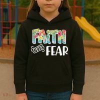 Faith Over Fear Flower Pattern Kids Hoodie thumb 3