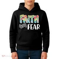 Faith Over Fear Flower Pattern Kids Hoodie thumb 4