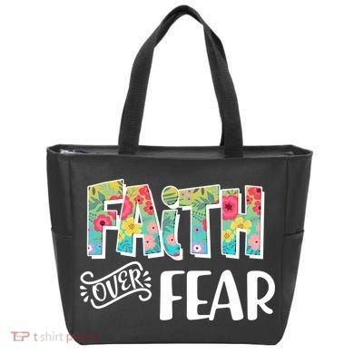 Faith Over Fear Flower Pattern Tote Bag