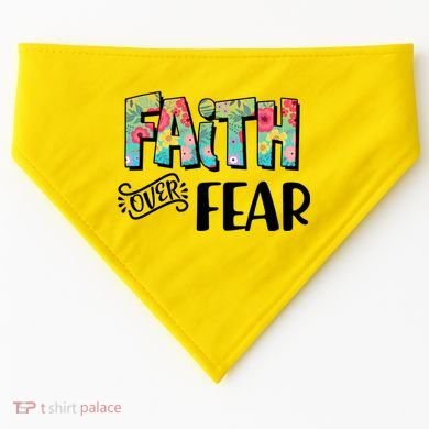 Faith Over Fear Flower Pattern USA-Made Doggie Bandana