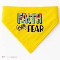 Faith Over Fear Flower Pattern USA-Made Doggie Bandana thumb 0