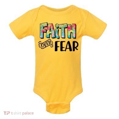 Faith Over Fear Flower Pattern Baby Bodysuit