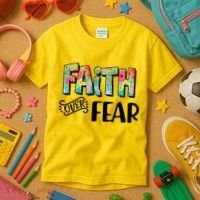 Faith Over Fear Flower Pattern Kids T-Shirt thumb 3
