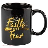 Faith Over Fear Gold Limited Edition 11oz C Handle Ceramic Mug thumb 0