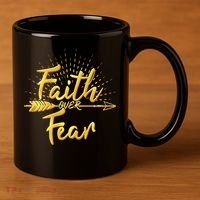 Faith Over Fear Gold Limited Edition 11oz C Handle Ceramic Mug thumb 3