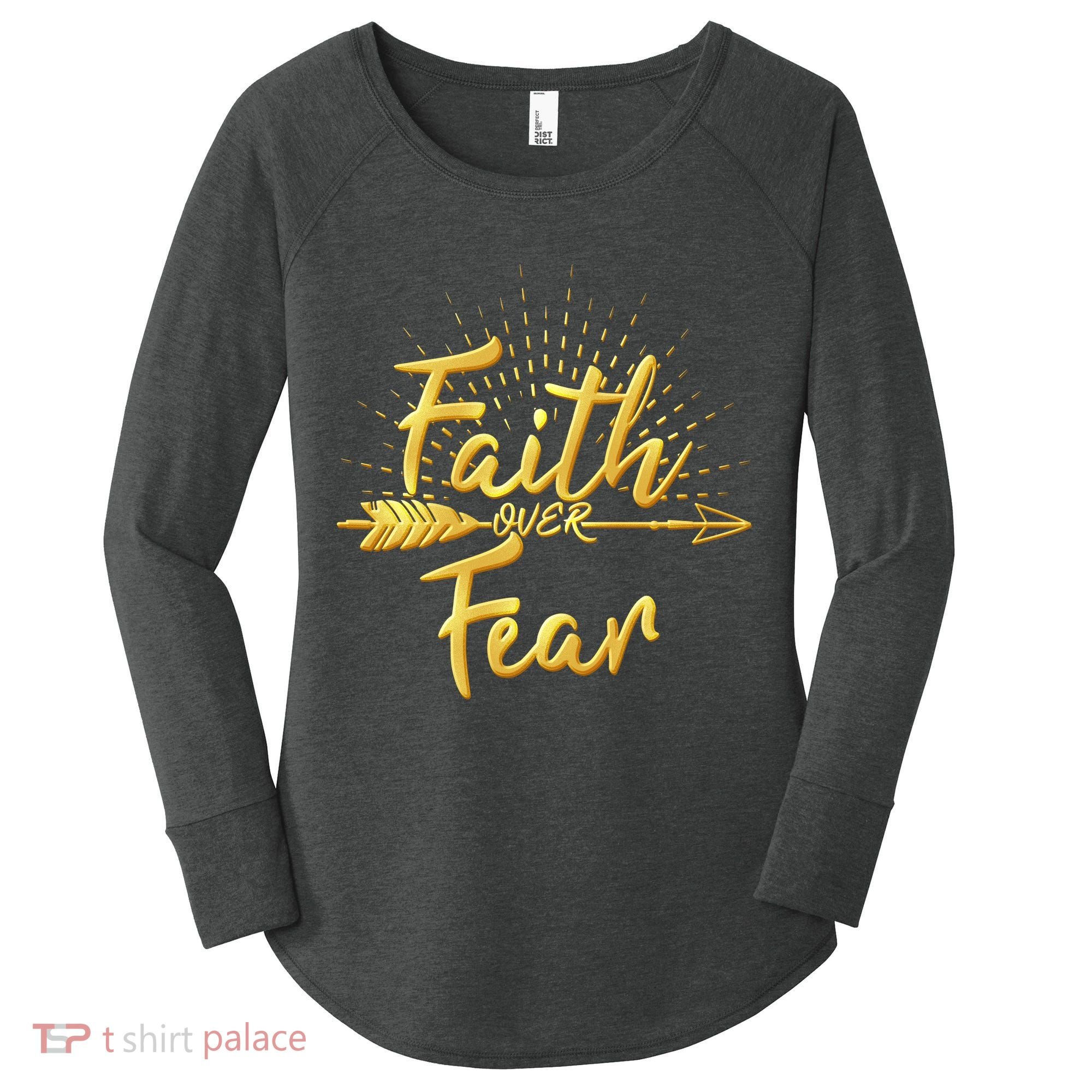 Faith Over Fear Gold Limited Edition Women's Perfect Tri Tunic Long Sleeve Shirt