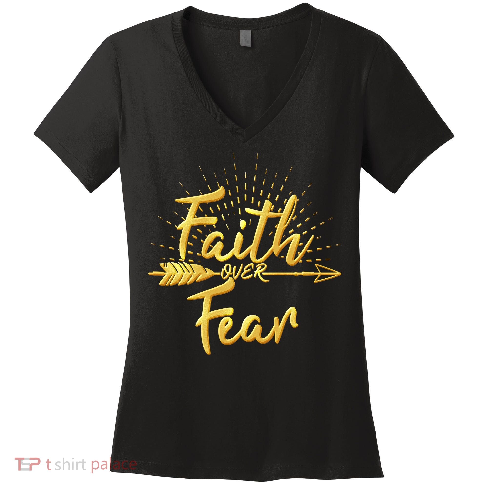 Faith Over Fear Gold Limited Edition Women's V-Neck T-Shirt