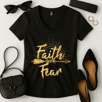 Faith Over Fear Gold Limited Edition Women's V-Neck T-Shirt thumb 2