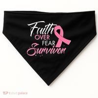 Faith Over Fear Survivor Breast Cancer Awareness USA-Made Doggie Bandana thumb 0