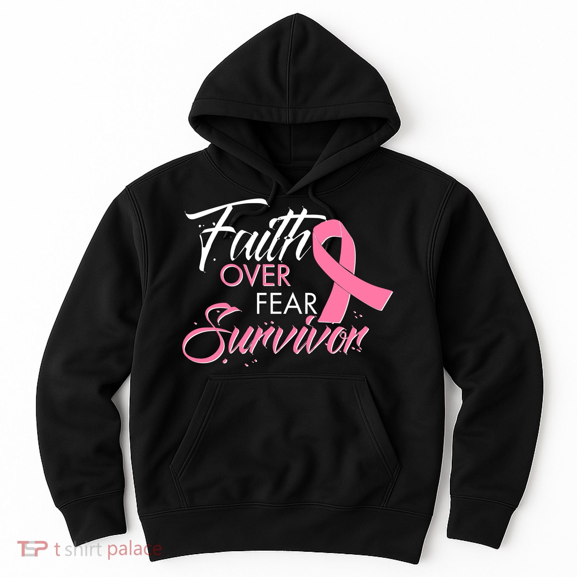 Faith Over Fear Survivor Breast Cancer Awareness Hoodie