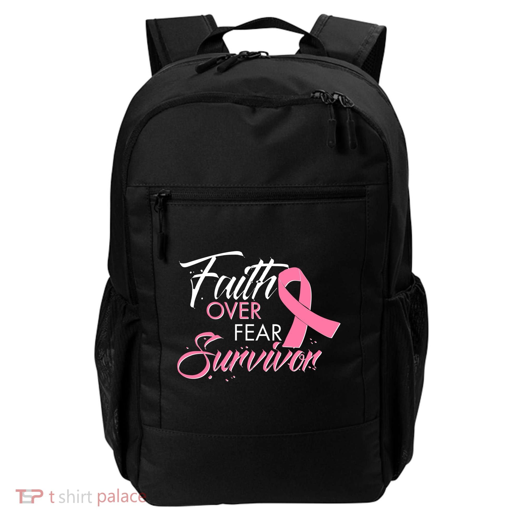 Faith Over Fear Survivor Breast Cancer Awareness Backpack