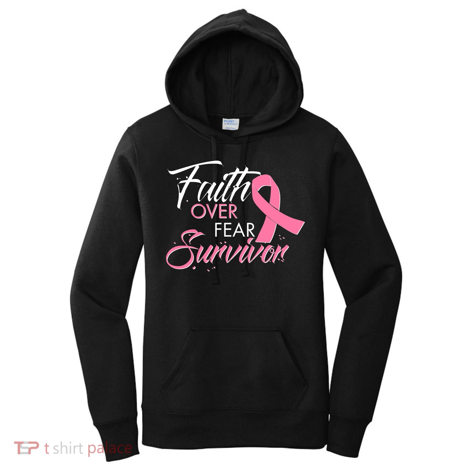 Faith Over Fear Survivor Breast Cancer Awareness Women's Hoodie