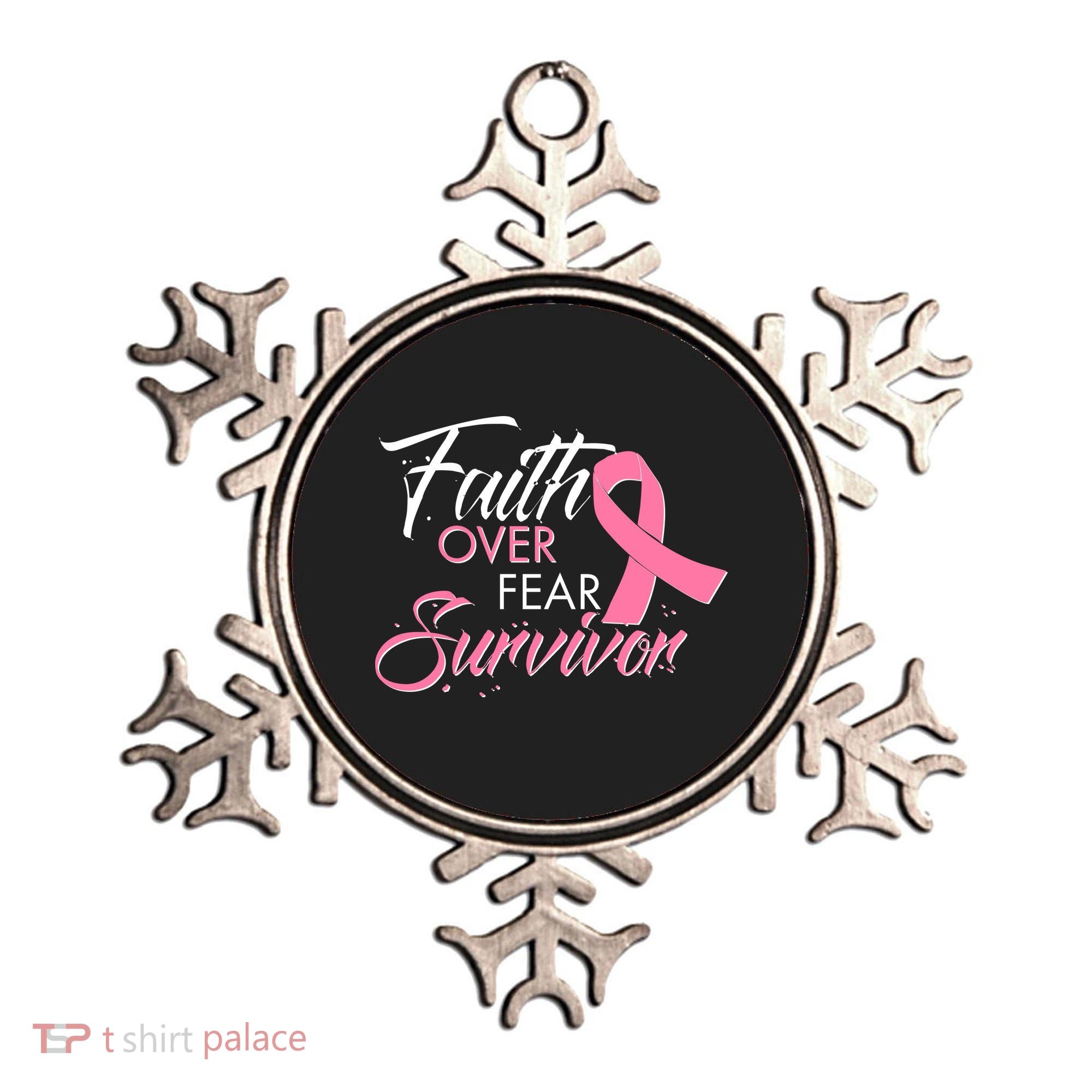Faith Over Fear Survivor Breast Cancer Awareness Ornament