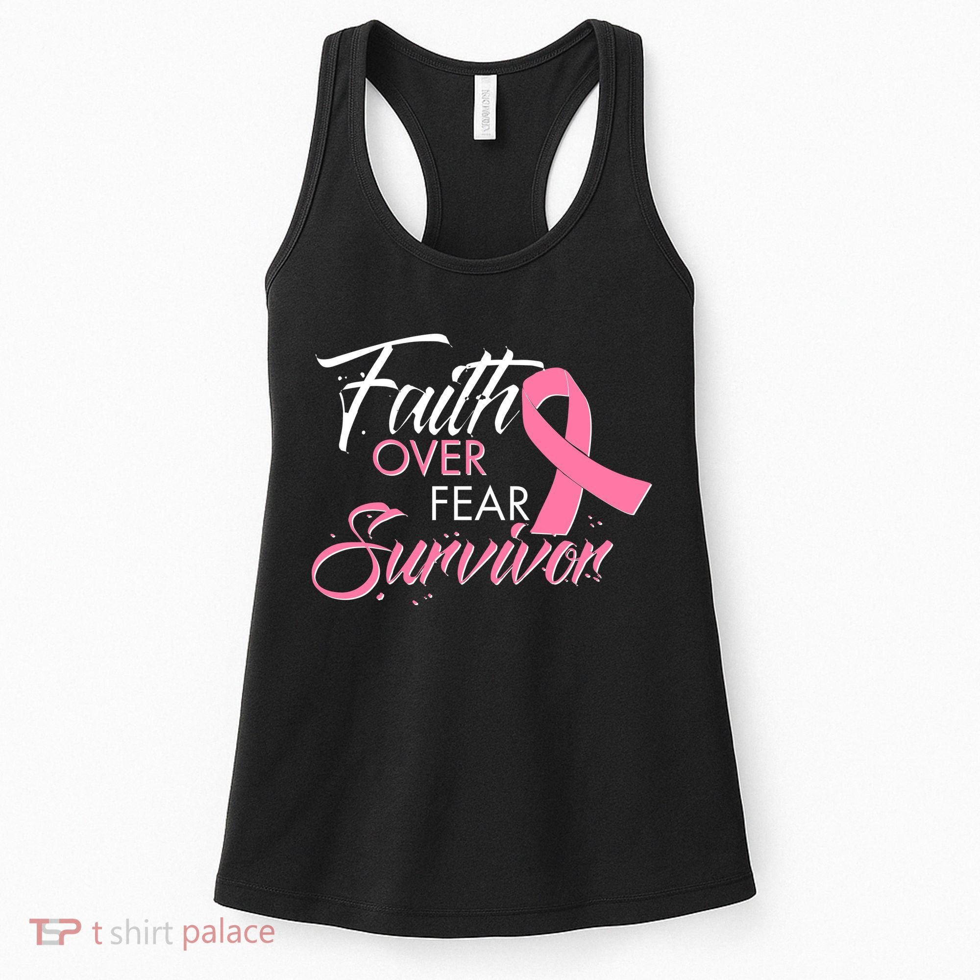 Faith Over Fear Survivor Breast Cancer Awareness Women's Tank Top
