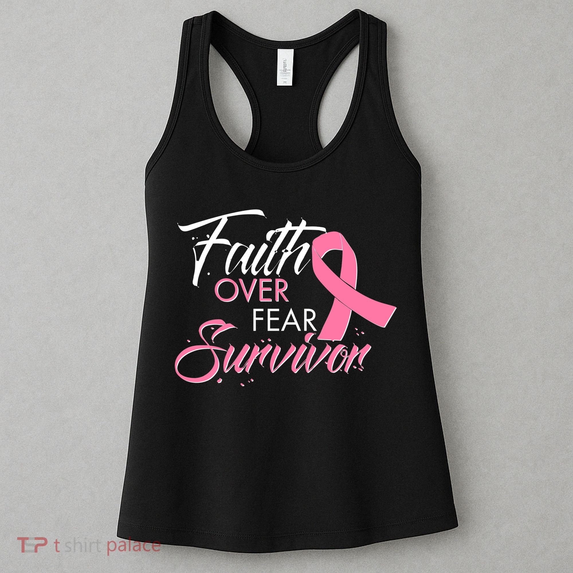 Faith Over Fear Survivor Breast Cancer Awareness Women's Tank Top