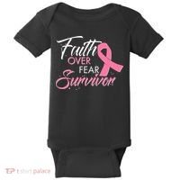 Faith Over Fear Survivor Breast Cancer Awareness Baby Bodysuit thumb 0