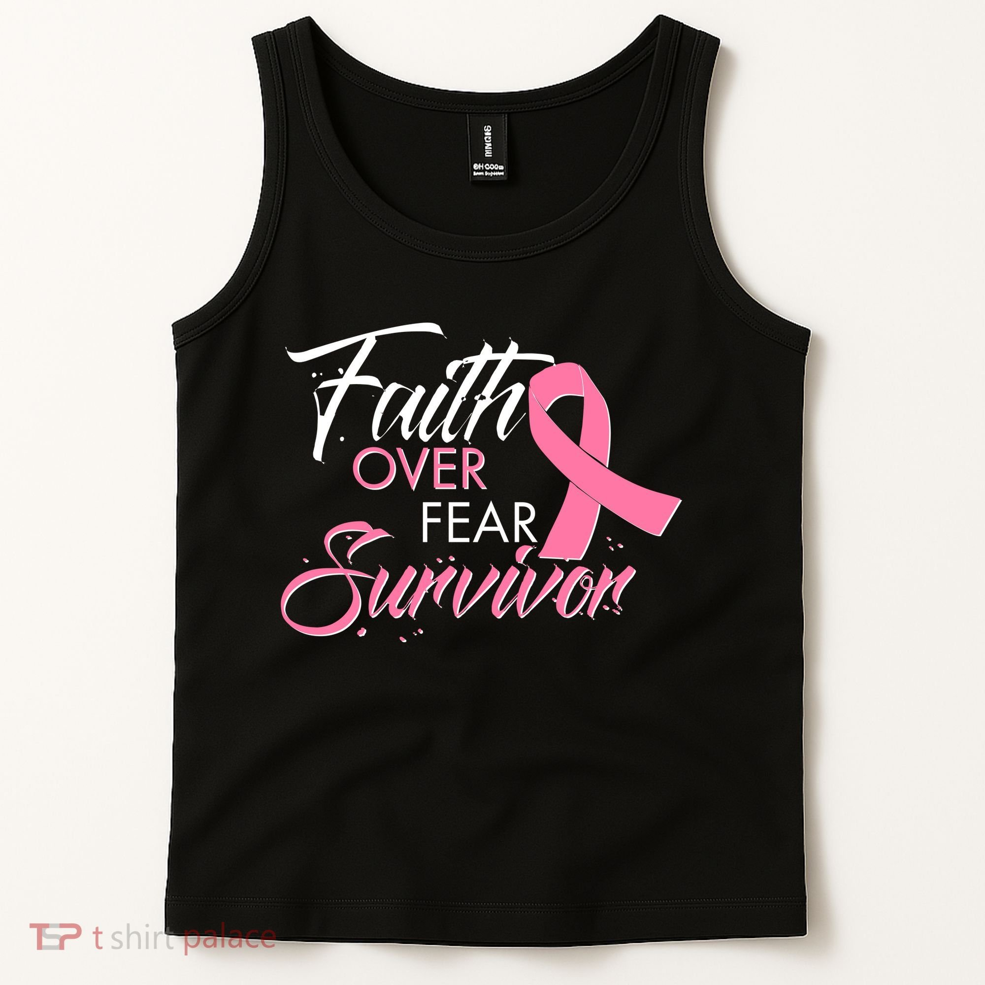 Faith Over Fear Survivor Breast Cancer Awareness Tank Top