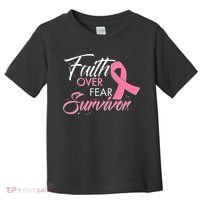 Faith Over Fear Survivor Breast Cancer Awareness Toddler T-Shirt thumb 0
