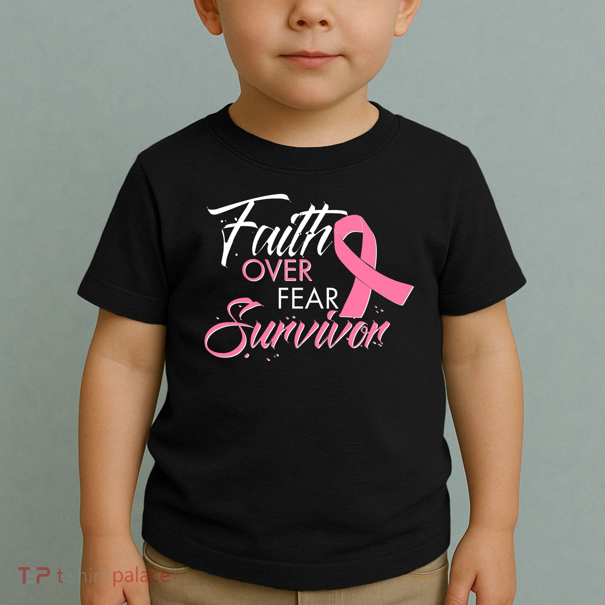 Faith Over Fear Survivor Breast Cancer Awareness Toddler T-Shirt