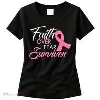 Faith Over Fear Survivor Breast Cancer Awareness Women's T-Shirt thumb 0