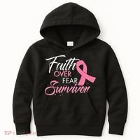 Faith Over Fear Survivor Breast Cancer Awareness Kids Hoodie thumb 0