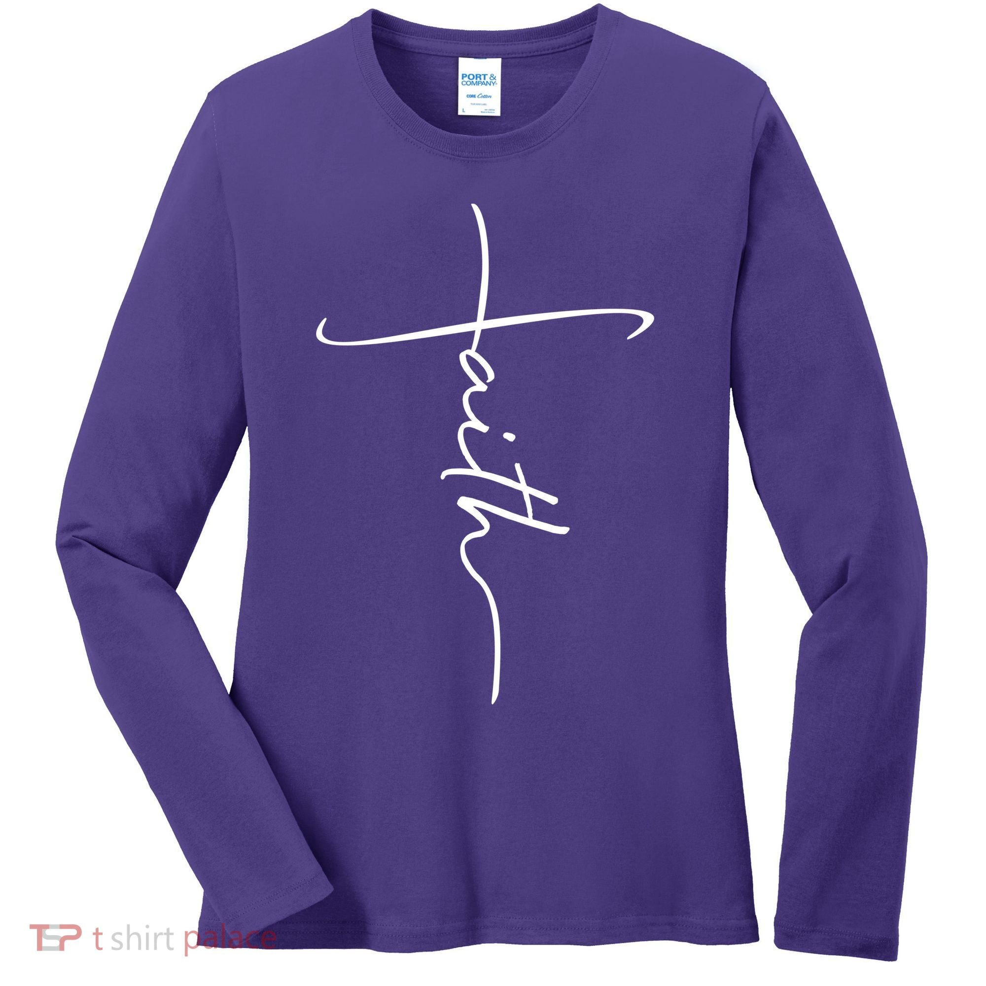 Faith Simple Script Logo Women's Long Sleeve Shirt