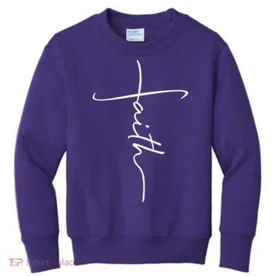 Faith Simple Script Logo Kids Sweatshirt