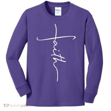 Faith Simple Script Logo Kids Long Sleeve Shirt