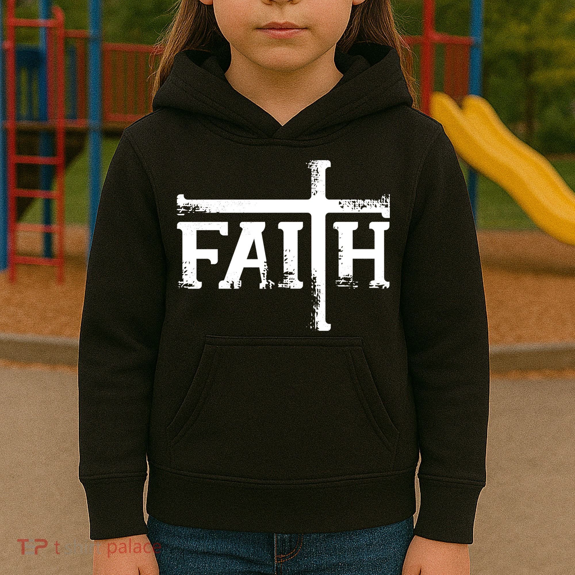 Faith Typo Logo Kids Hoodie