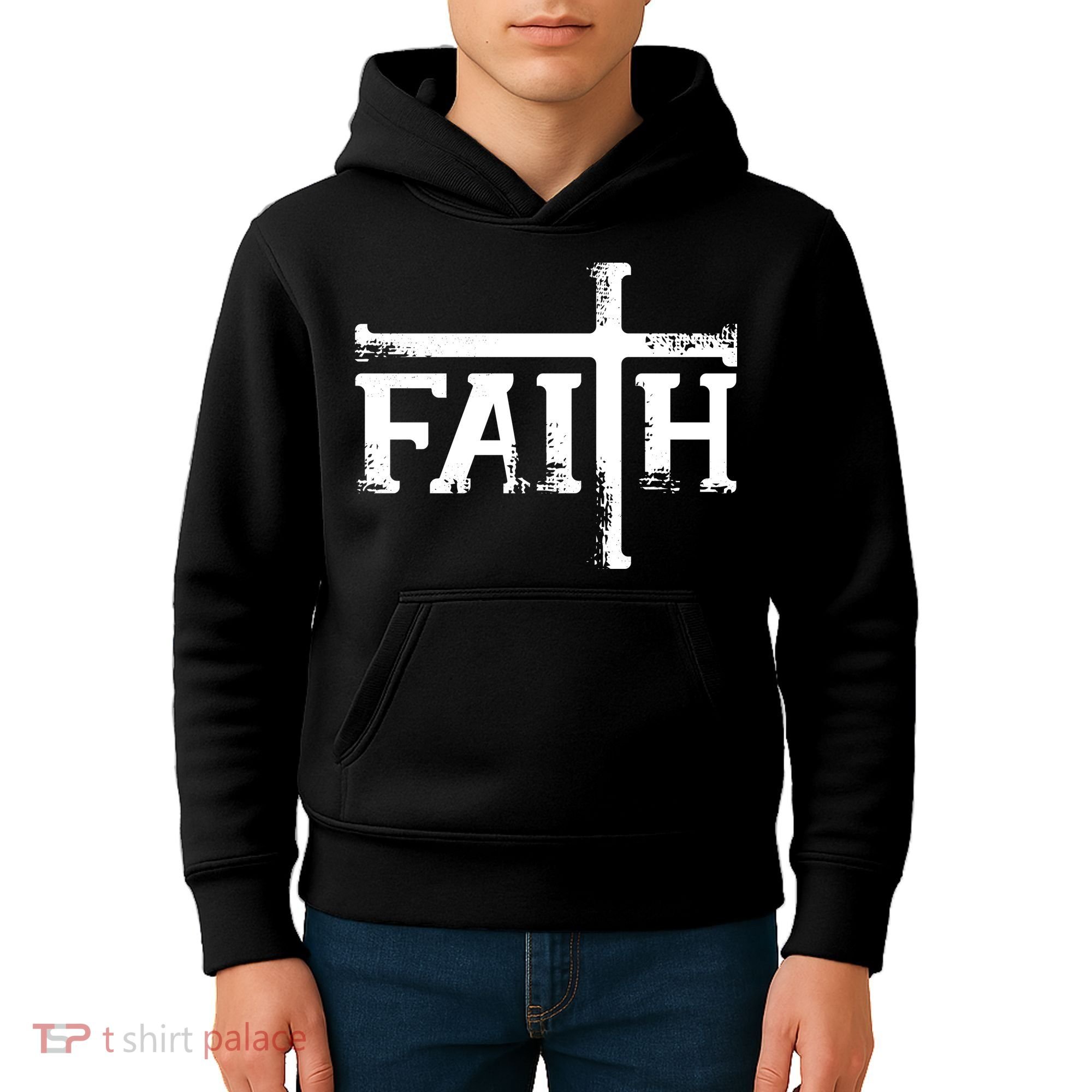 Faith Typo Logo Kids Hoodie