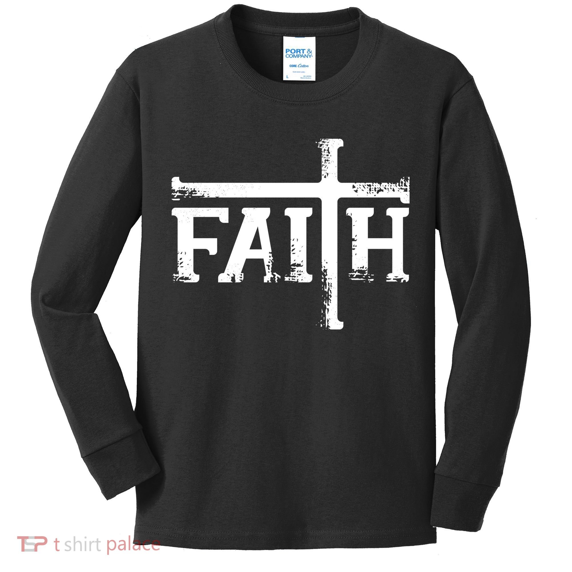 Faith Typo Logo Kids Long Sleeve Shirt