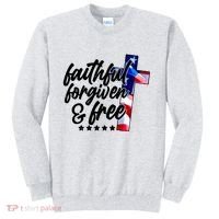 Faithful Forgiven and Free USA American Flag Cross Sweatshirt thumb 0