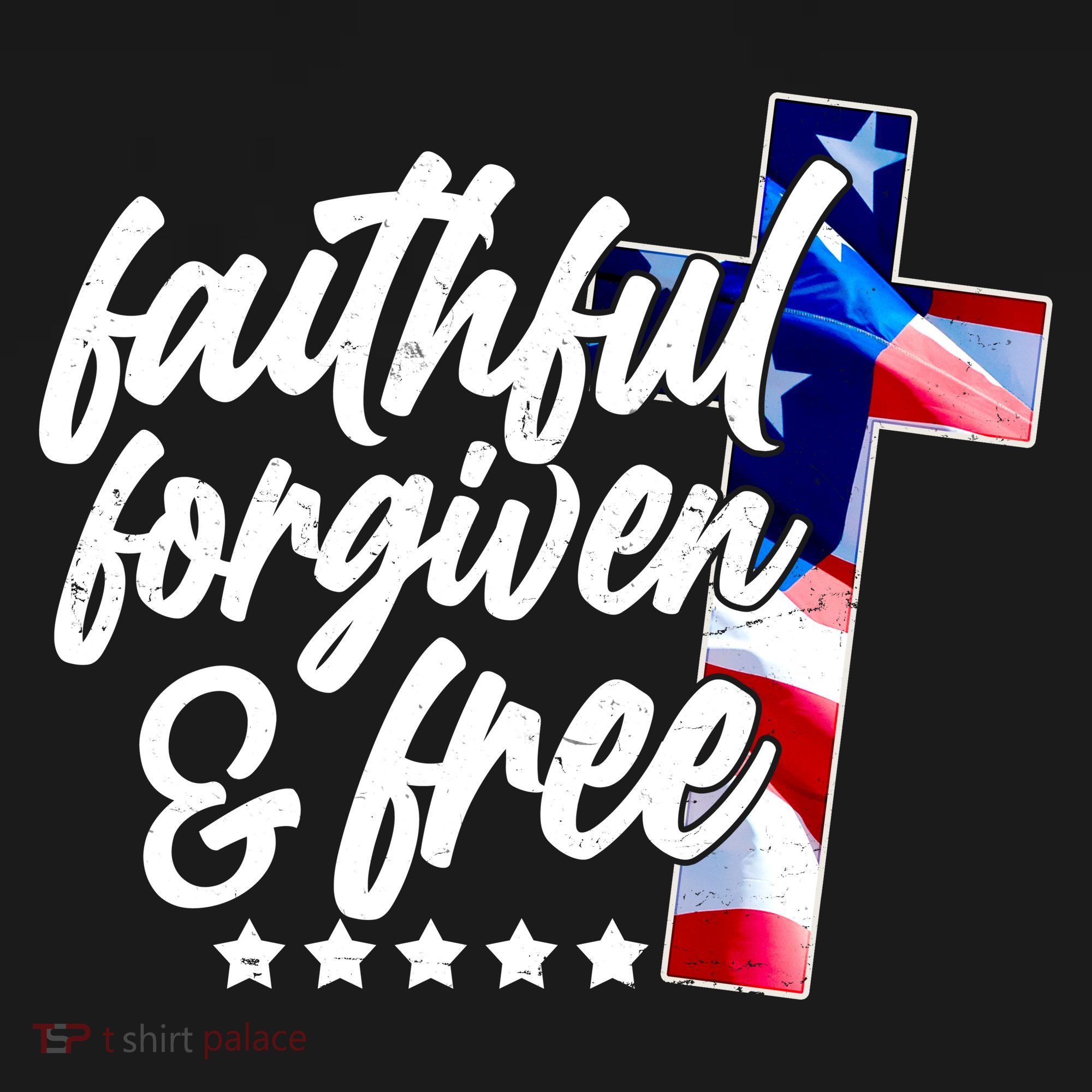Faithful Forgiven and Free USA American Flag Cross Women's Hoodie