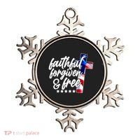 Faithful Forgiven and Free USA American Flag Cross Ornament thumb 0