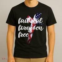 Faithful Forgiving Free American Cross  T-Shirt thumb 3