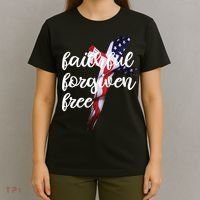 Faithful Forgiving Free American Cross  T-Shirt thumb 4