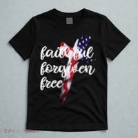 Faithful Forgiving Free American Cross  T-Shirt thumb 5
