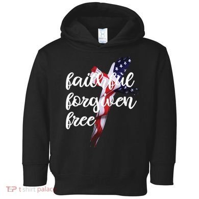 Faithful Forgiving Free American Cross  Toddler Hoodie