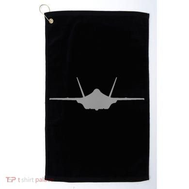 F35 A JSF Lightning II Aircraft Silhouette And Tri View Golf Towel
