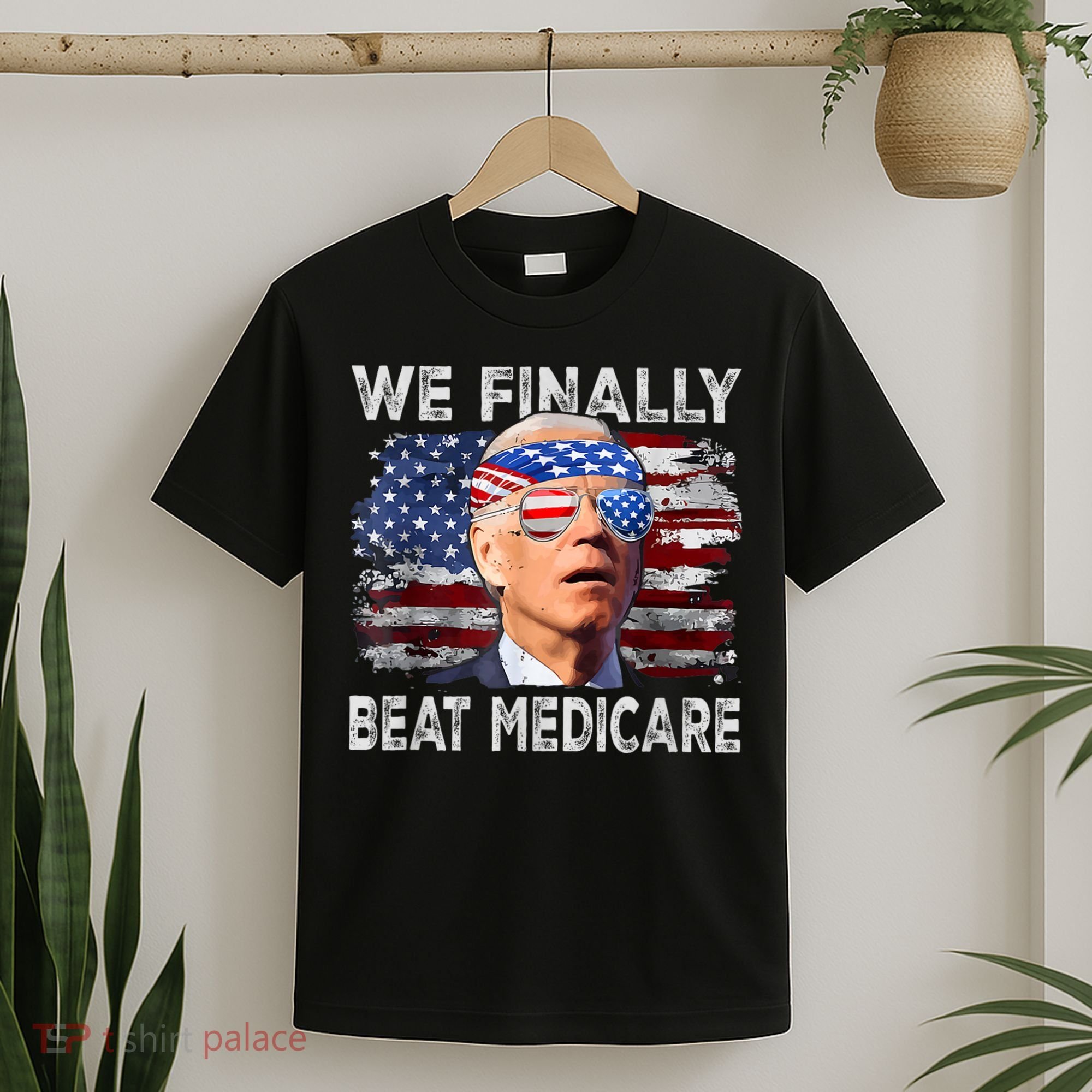 Funny Anti Joe Biden We Finally Beat Medicare 4th Of July T-Shirt