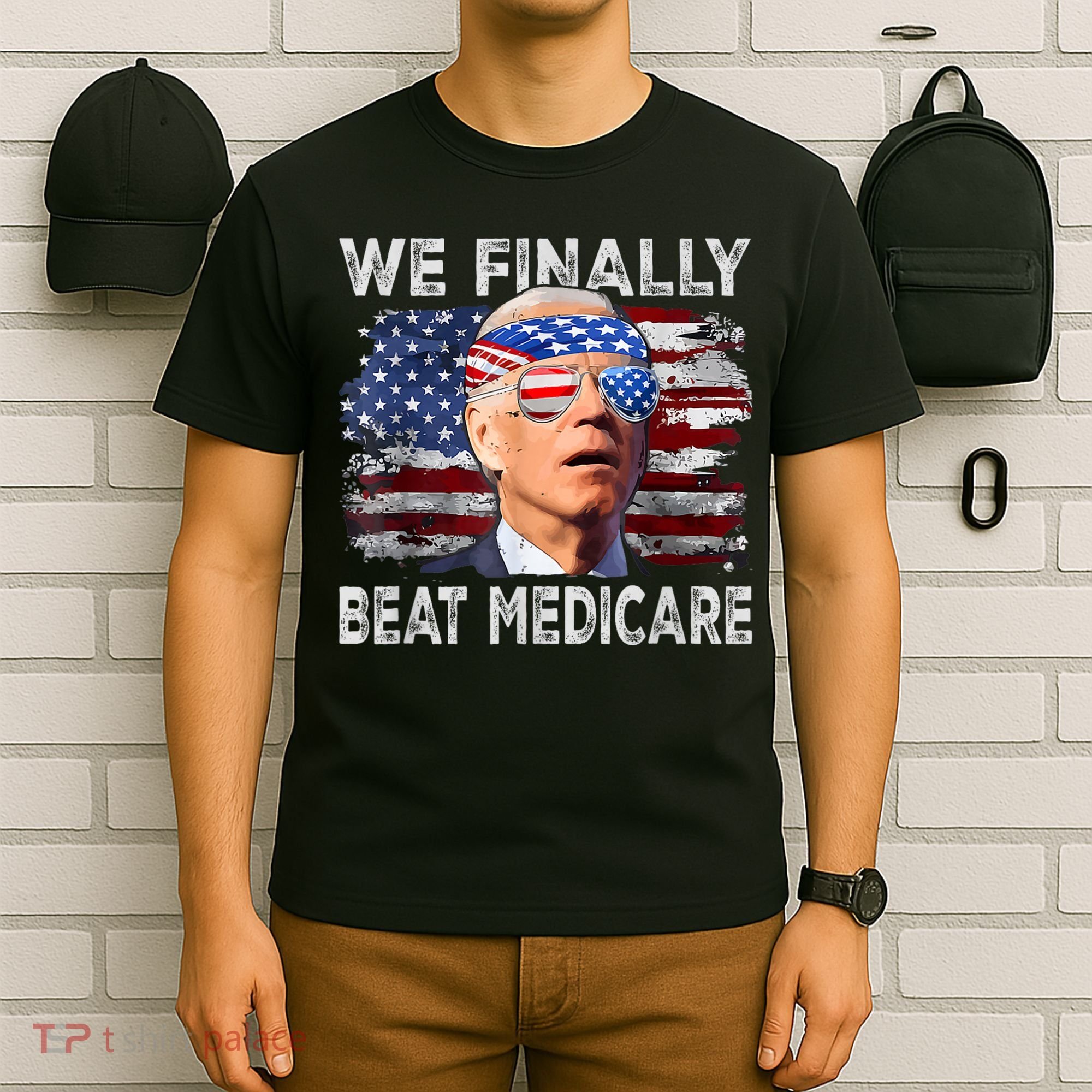Funny Anti Joe Biden We Finally Beat Medicare 4th Of July T-Shirt