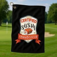 Funny Asian Japan Sushi Lover Award Golf Towel thumb 1