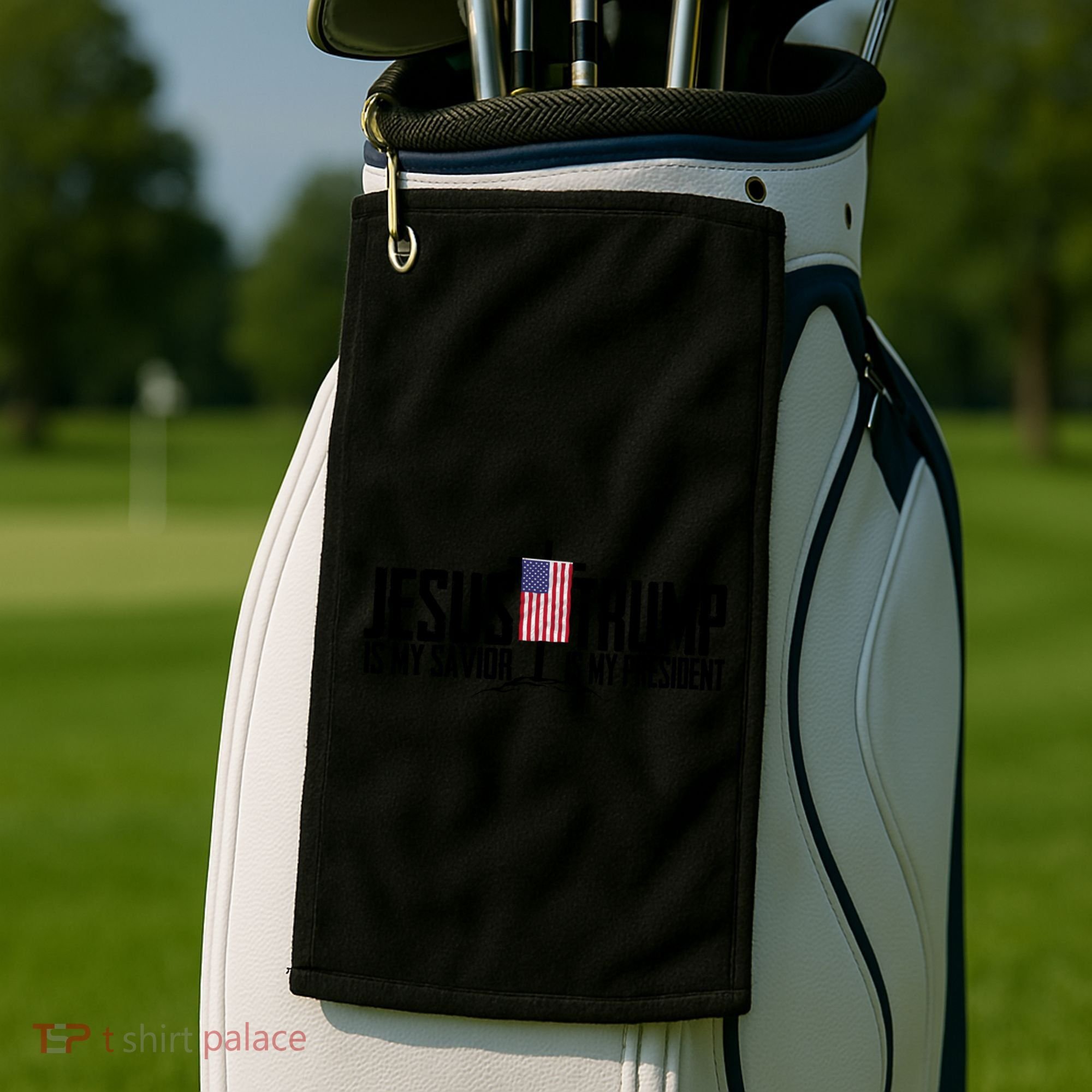Funny American Jesus Is My Savior Trump Is My President Gift Funny Gift Golf Towel