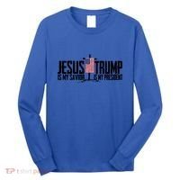 Funny American Jesus Is My Savior Trump Is My President Gift Funny Gift Long Sleeve Shirt thumb 0