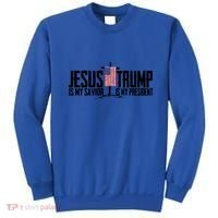 Funny American Jesus Is My Savior Trump Is My President Gift Funny Gift Sweatshirt thumb 0