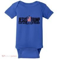 Funny American Jesus Is My Savior Trump Is My President Gift Funny Gift Baby Bodysuit thumb 0