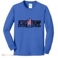 Funny American Jesus Is My Savior Trump Is My President Gift Funny Gift Kids Long Sleeve Shirt thumb 0