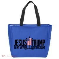 Funny American Jesus Is My Savior Trump Is My President Gift Funny Gift Tote Bag thumb 0
