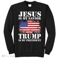 Funny American Jesus Is My Savior Trump Is My President Sweatshirt thumb 0